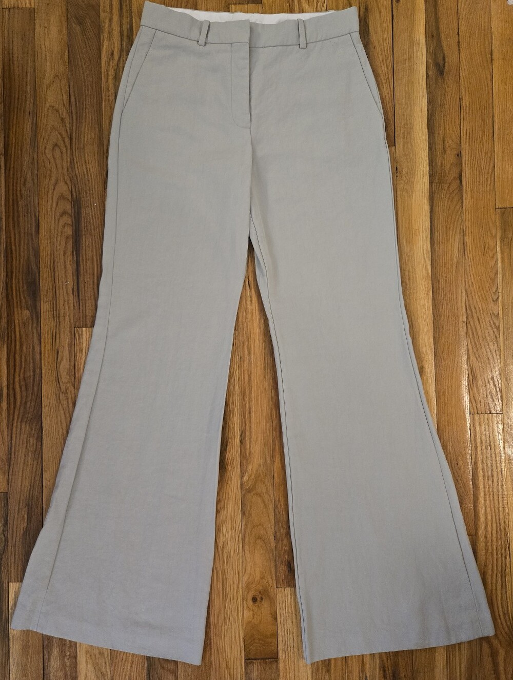 MANGO Sage Green High Waisted Flare Trousers Pants Tailored Workwear 4 S